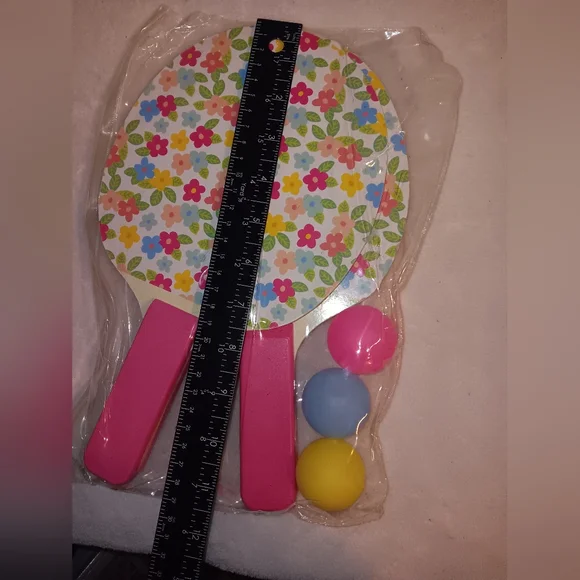 NWOT Flower Pattern Paddle Ball Toy - Picture 2 of 5